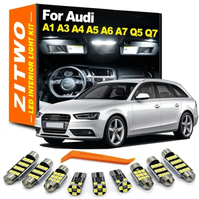 Kit completo de luz interior para carro, lâmpada led para audi a1 8x a3 8l 8p 8v a4 b5 b6 b7 b8 a5 a6 c5 c6 c7 a7 q5 8r q7 4l acessórios