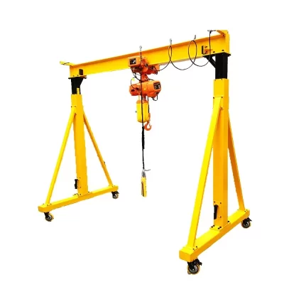 Guindaste de pórtico portátil 5t, alcance de 6m, altura de elevação, 8m, operação elétrica com 360 ° Rodízios giratórios para manuseio de máquinas pesadas