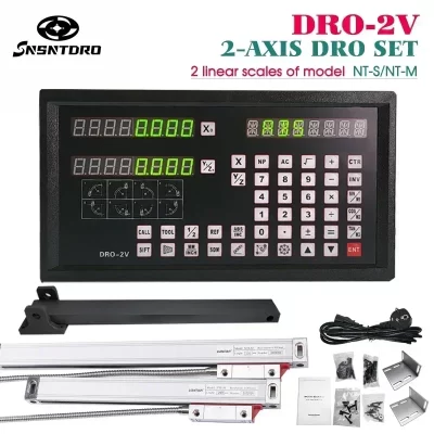 DRO-2V display de leitura digital profissional e 2 peças régua de grade codificadora de escala de vidro linear para fresadoras de torno
