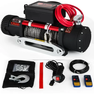 Guincho elétrico de corda sintética, 13500lbs/12000lbs, 12v, guinchos 4x4 com 2 peças de controle remoto para caminhões, rvs, atv, utv