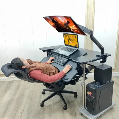 Mesa de e-sports de mesa, cabine, cápsula espacial de primeira classe, suporte de suspensão, mesa de computador, suporte de elevação móvel, mesa preguiçosa