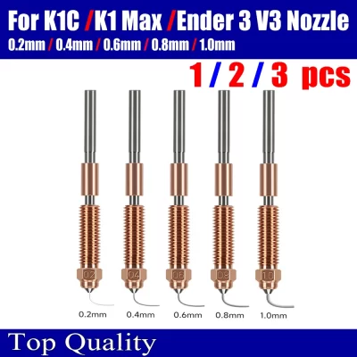 Bocal de cobre e titânio atualizado para Creality, K1C K1 Max, bico de alto fluxo, tudo em um, Ender-3 V3, 0.4mm, 0.6mm, 0.8mm