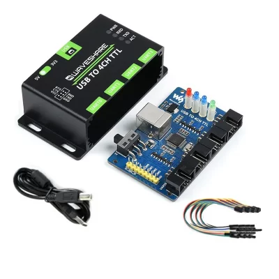Adaptador serial USB para TTL/UART de 4 portas - Carcaça de liga de alumínio com suporte multi-OS (Windows 8/10/Linux)