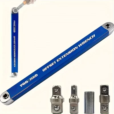 Conjunto de chave de extensão resistente ao impacto, chave de catraca multiuso com adaptadores de unidade quadrada de 12, 14, 38 mm para espaços apertados
