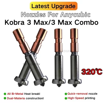 Bico recém-atualizado para anycubic kobra 3 max garganta kobra 3 max combo bico 0.4mm 0.6mm 0.8mm aquecimento rápido