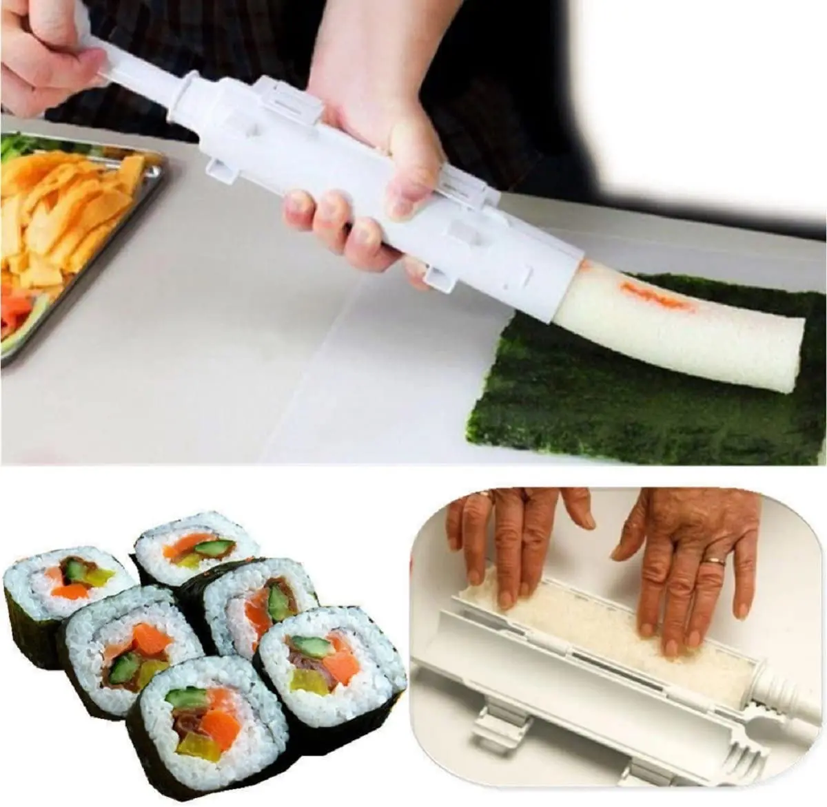 Conjunto de fabricante de sushi, kit de sushi bazooka, molde de arroz com esteira de rolamento de sushi de bambu, remo de arroz, acessórios de ferramentas de cozinha diy - Image 3