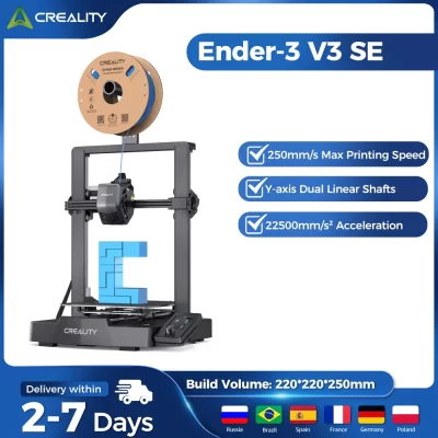 Creality Ender 3 V3 SE Impressora 3D com 250 MM/S Impressão Rápida Extrusora Sprite de Nivelamento Automático Eixo Z Duplo Eixo Óptico Y