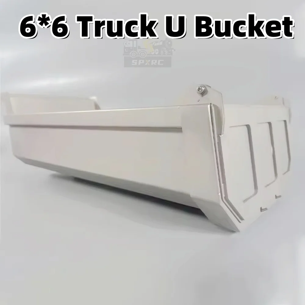 6*6 U-Shaped Bucket Stainless Steel Dump Truck For 1/14 Tamiya RC Scania 770S MAN Benz Volvo Romote Control Trailer
