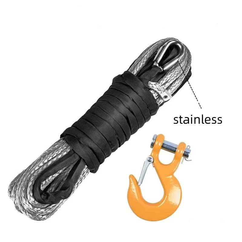 Synthetic Fiber Cable Winch, ATV, UTV, SUV, KFI, Recuperação, Substituição com Suporte, 25m * 10,5mm, 12000lbs - Image 4