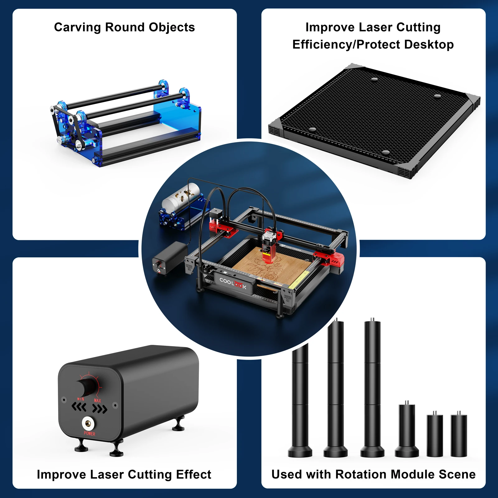 Coolook CK1-55 kit diy laser mestre gravador cortador para iniciante carpintaria cnc máquina de corte metal acrílico couro - Image 4