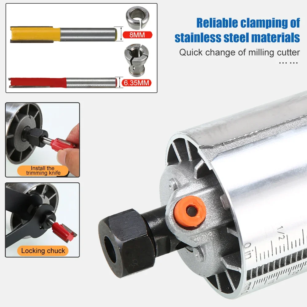 Roteador de madeira elétrico para carpinteiro, fresadora, plugue da UE, fresadora, ferramentas de bricolage, 6 velocidades, 6.35mm, 8mm, 220V, 6 velocidades - Image 3