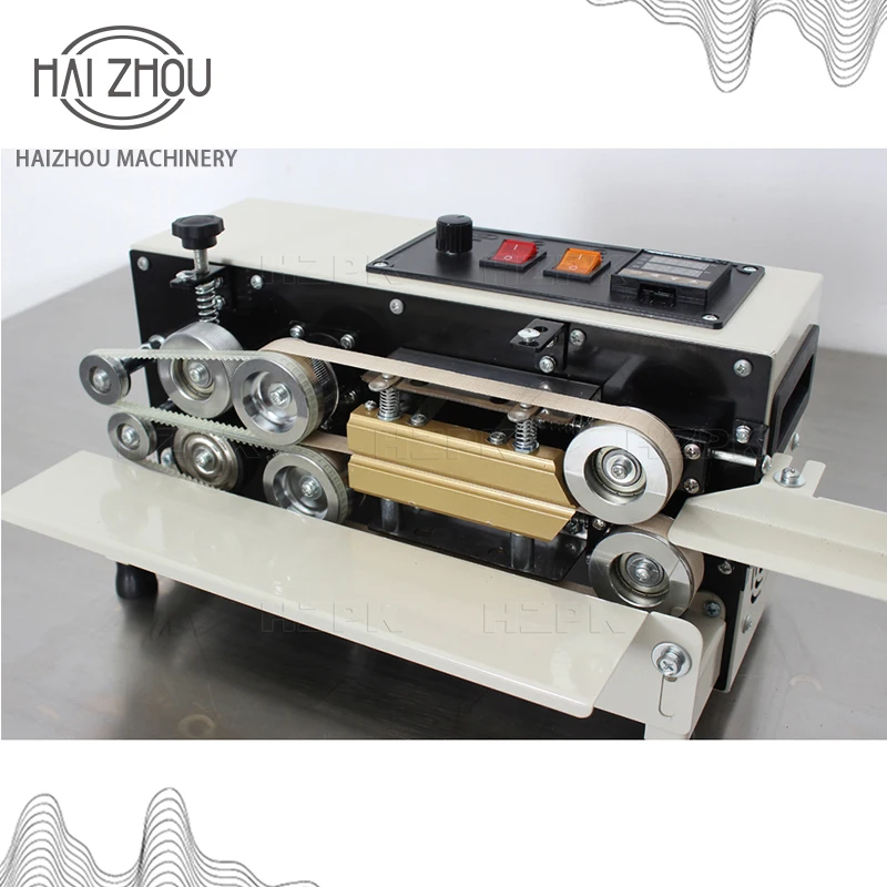 Haizhou mini máquina de selagem de banda contínua para impressão de data e codificação de saco plástico mesa tamanho pequeno FR-400 - Image 5