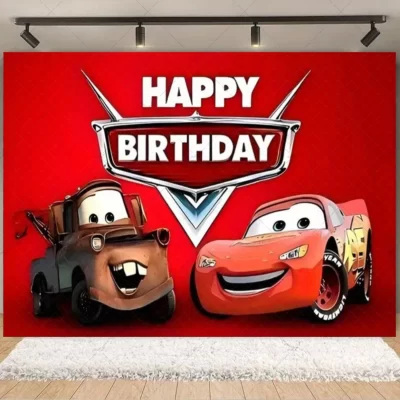 Disney pixar carros relâmpago mcqueen tema pano de fundo decorações de festa de aniversário menino crianças presentes carro de brinquedo fundo de chá de bebê