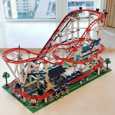 Montar parque de diversões série grande montanha-russa meninos e meninas crianças difícil quebra-cabeça bloco de construção brinquedos presente aniversário
