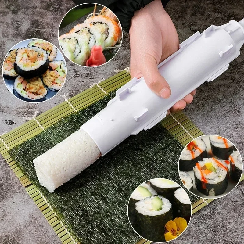 Diy cilindro sushi que faz a máquina rápida sushi bazooka japonês enrolado arroz carne molde bola de arroz cozinha bento acessórios