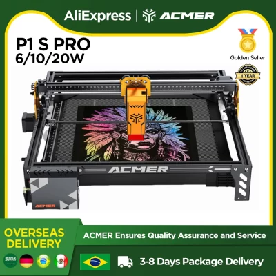 ACMER P1 S PRO 6W 10W 20W Máquina de gravação a laser com APP WIFI Controle offline Diodo azul CNC Ferramentas para trabalhar madeira Corte a laser