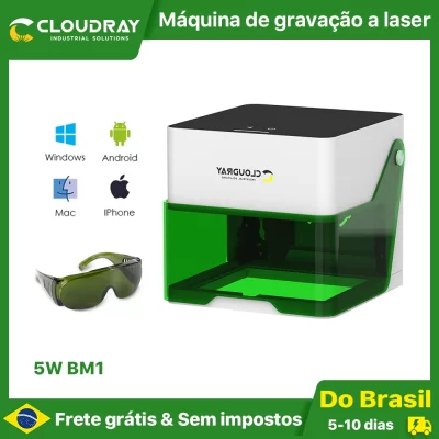 Cloudray 5w gravador a laser mini marca impressora cortador máquinas para trabalhar madeira bm1 plástico bluetooth máquina de marcação de gravação a laser