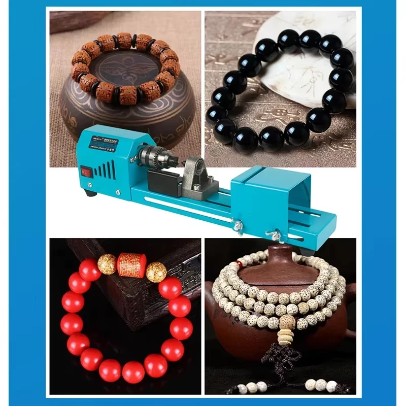 Mini máquina elétrica de torno de madeira-contas de polimento de miçangas torno de torneamento de madeira para projetos de artesanato e faça você mesmo - Image 2