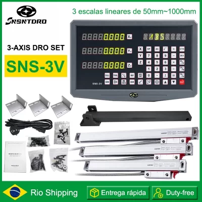 SNS-2V/SNS-3V dro leitura ac110v/220v display ou conjunto com peças 0-1000mm 5um codificador de escala linear para máquina de torno de fresagem