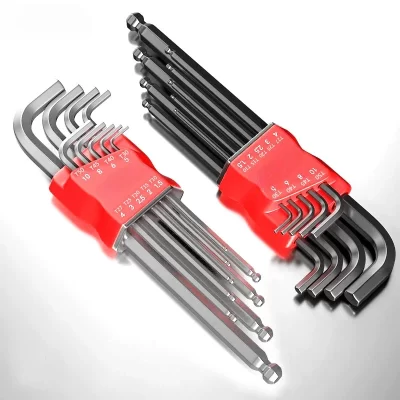 Conjunto de chave allen, conjunto de chave de fenda allen encanta com manga universal torque longo métrico, para motocicletas, bicicletas
