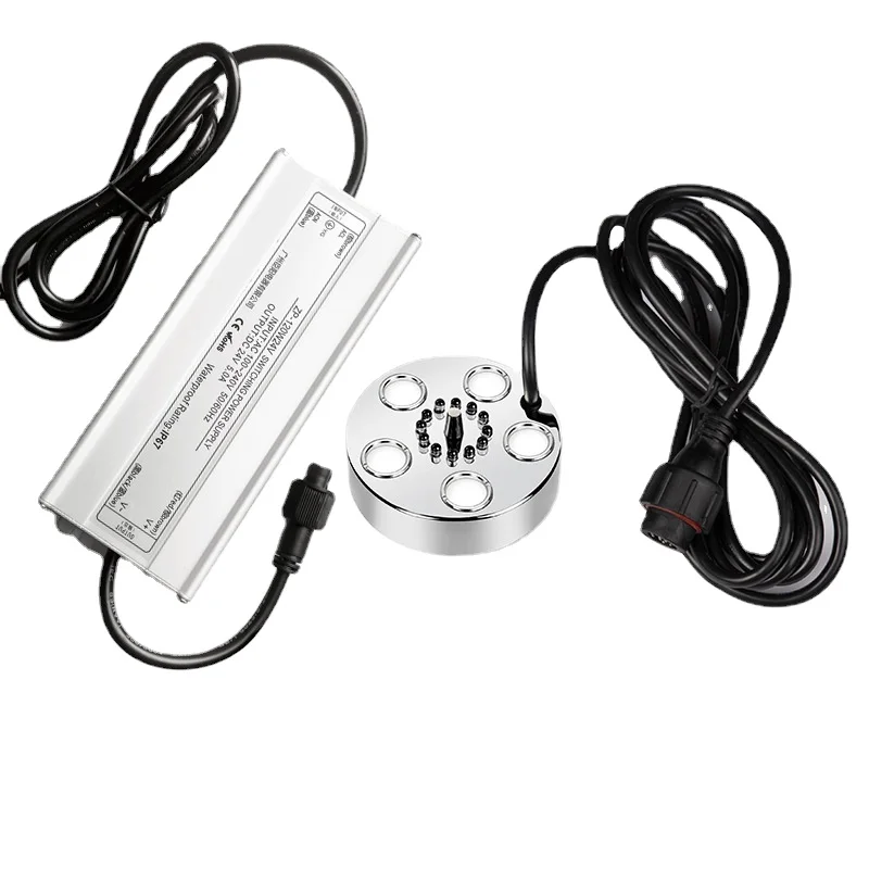 Umidificador ultrassônico de 3/5 cabeças, gerador de neblina, para fonte de água, lago, atomizador, difusor com lâmpada colorida, nebulizador