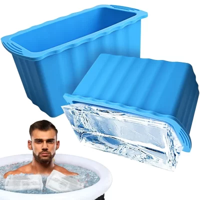 Caixa extra grande do molde do cubo do gelo do silicone, cubeta eficiente do banho do congelamento, bloco de gelo, 1PC