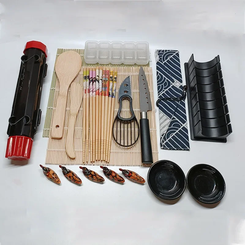Conjunto de máquina para fazer sushi, molde para sushi, kit de rolo bazuca, vegetais, carne, esteira de bambu, faça você mesmo, ferramentas de cozinha, acessórios n3