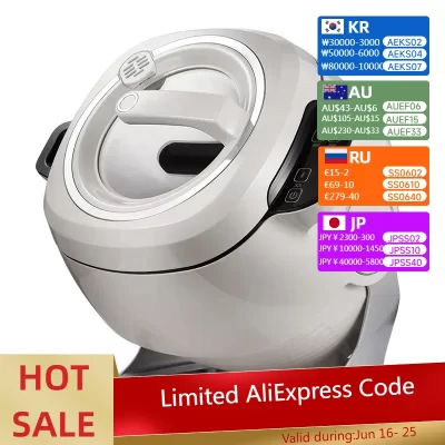 Máquina de fritar automática inteligente, 2000w, cozinha elétrica doméstica, wok, antiaderente, multifuncional, panela 220v 6l