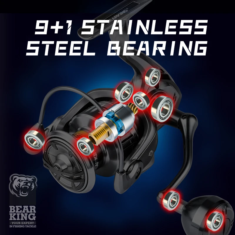 Bearking marca nova chegada carretel de pesca de água salgada fiação 1000-6000 9 + 1bb 5.2:1 arrasto máximo 10-20kg carretéis à prova de água - Image 4