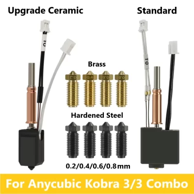 Para anycubic kobra 3 hotend atualização cerâmica hotend padrão hotend kobra 3 combo bocal kobra 3 v2 cabeça de impressão acessórios