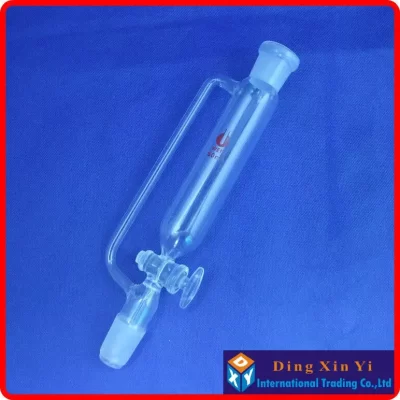 Forma cilíndrica da pressão constante do funil separatório 60ml, funil da constante-tensão, funil de vidro de equalização da pressão
