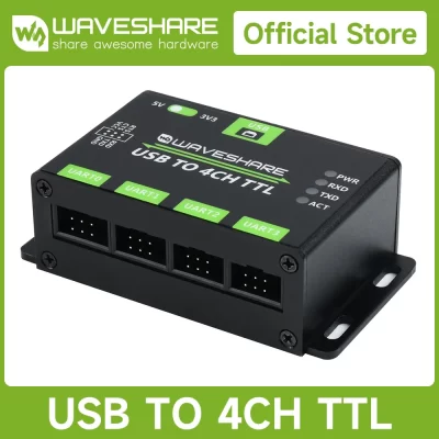 Conversor industrial Waveshare USB para 4CH TTL, USB para UART, proteção múltipla e suporte para sistemas, transmissão estável