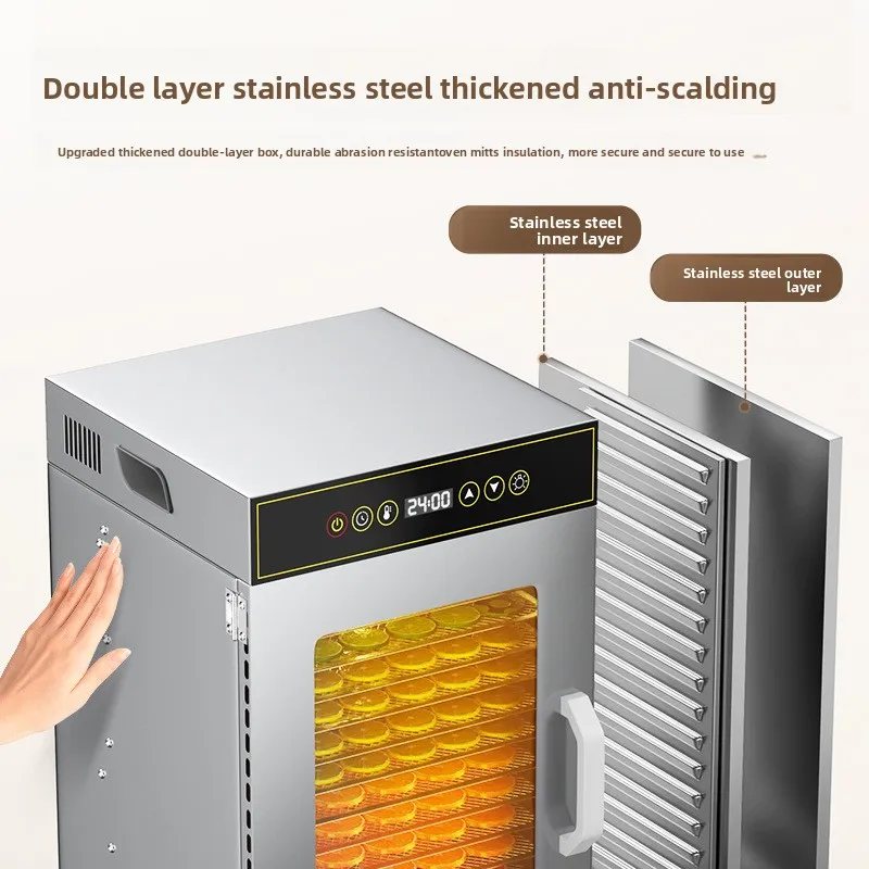 Desidratador de alimentos de aço inoxidável premium de 18 camadas para uso comercial e doméstico, secagem ajustável e eficiente em termos de energia para frutas/carne/arbas - Image 6