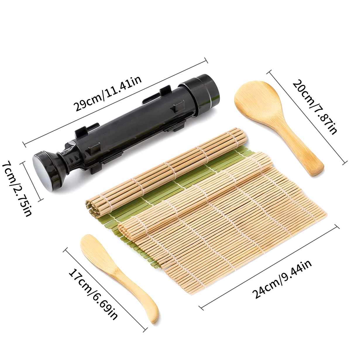 Conjunto de fabricante de sushi, kit de sushi bazooka, molde de arroz com esteira de rolamento de sushi de bambu, remo de arroz, acessórios de ferramentas de cozinha diy - Image 6