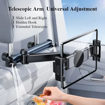 Hipacool suporte telescópico para telefone de carro, assento traseiro, encosto de cabeça ajustável, magnético, suporte para tablet de carro para dispositivo de 5.6-11.8"