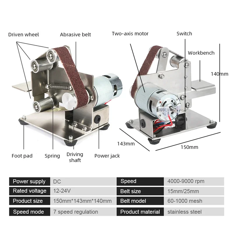 110V/220V Mini Belt Grinding Machine Tool Sharpening Machine Home DIY Polisher Machine Sanding Grinding Electric Sander