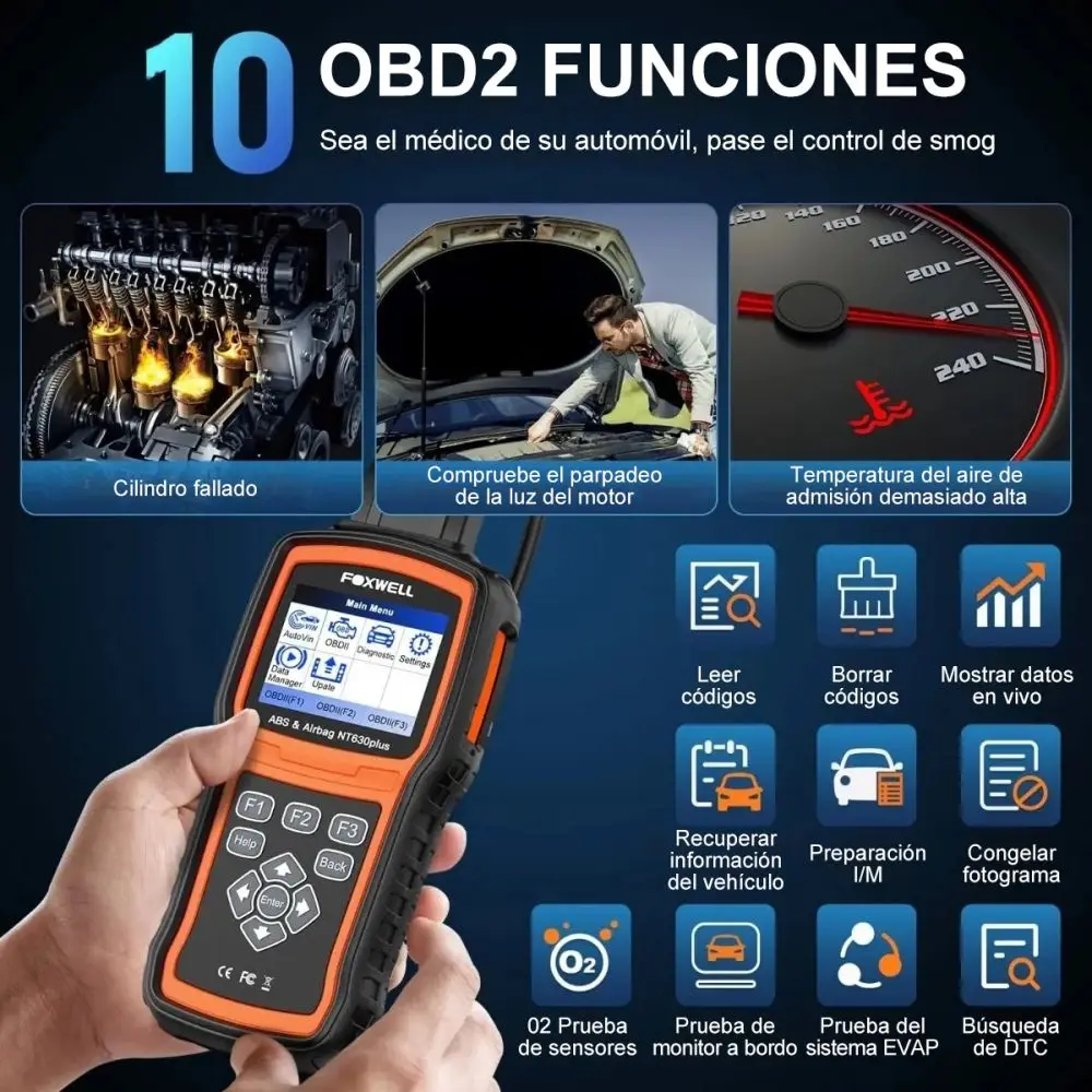 Foxwell nt630 plus abs sangramento srs redefinição obd2 leitor de código obd diagnóstico scanner controle bidirecional ferramentas automáticas - Image 4