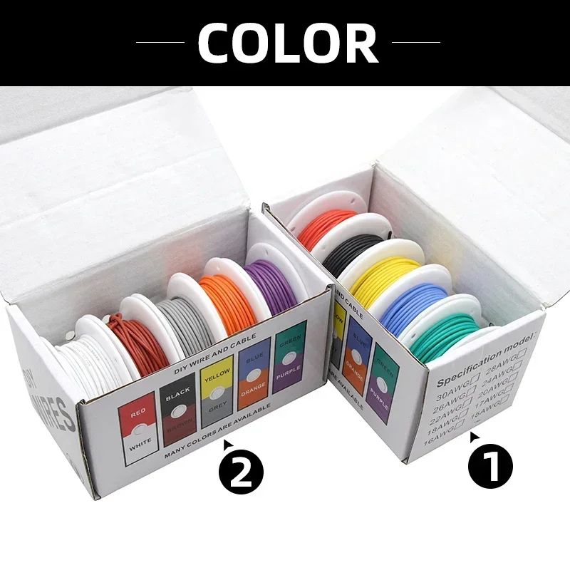 (5 cores mix kit) fio de silicone flexível resistente ao calor 30/28/26/24/22/20/18/16awg cabo trançado fios elétricos de cobre estanhado - Image 4