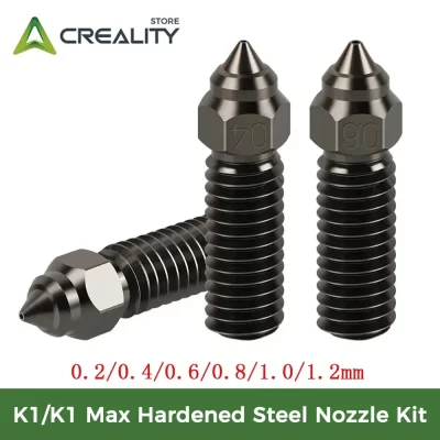 Creality k1 bocal de aço endurecido kit 0.2/0.4/0.6/0.8/1.0/1.2mm para k1 fdm peças de impressora 3d filamento antiaderente