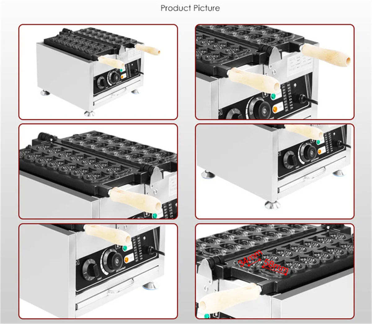 Máquina comercial de waffle de peixe, antiaderente, boca fechada, máquina de waffle de peixe, coreano, em forma de peixe, sanduíche, equipamento de bolo, venda quente - Image 5