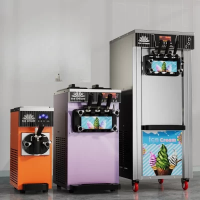 Máquina vertical de sorvete macio comercial automática máquina de sorvete de três cabeças pequena tenda máquina de cone processador de alimentos
