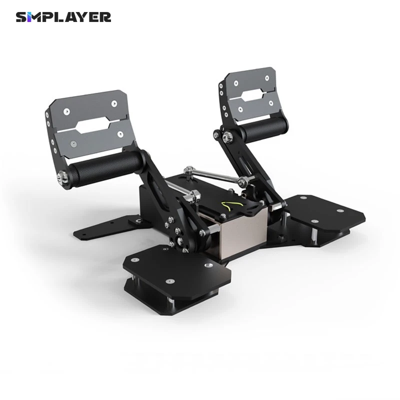 Simplayer Raptor Amortecedor Pedais de leme de vôo Simulador de voo Pedais de leme padrão com sensor Hall de 3 eixos