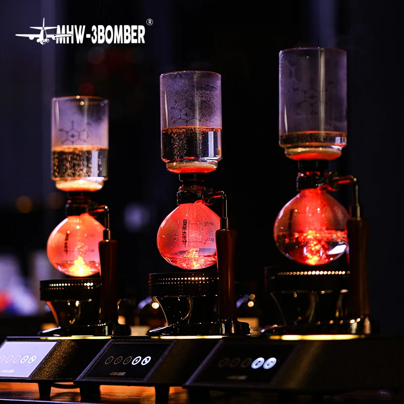 Máquina de café sifão MHW-3BOMBER com alça de madeira, panela a vácuo, máquina de sifão japonesa, cafeteira de gotejamento de vidro de 1-3 copos - Image 2