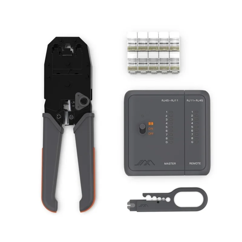 Jimihome tudo-em-um catraca modular crimper led luz testador de cabo de rede conectores rj45 conjunto de ferramentas de serviço de rede doméstica - Image 6