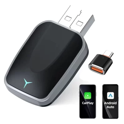 Dongle inteligente 2 em 1 AI Box com fio para carplay sem fio Android Auto Mini adaptador compatível com 99% de carros Plug and Play