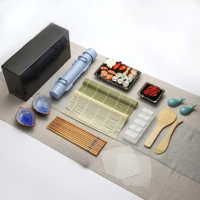 Novo conjunto de máquina de fazer sushi, molde de sushi, kit de rolo de bazuca, onigiri vegetal, esteira de bambu, faça você mesmo, acessórios de ferramentas de cozinha