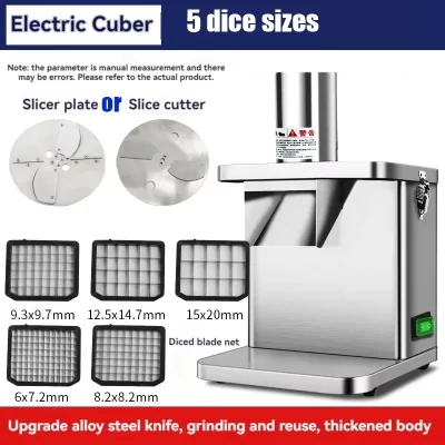 Cortador de vegetais multifuncional totalmente automático, fatiador elétrico de batata, frutas, triturador comercial, rabanete, máquina de corte em cubos doméstico