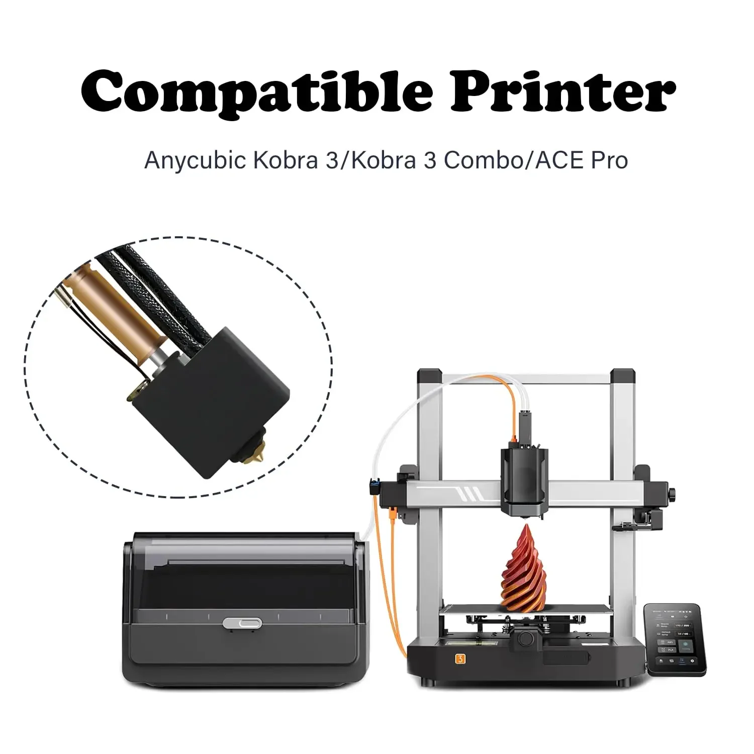 1-5 conjunto para anycubic kobra 3 combo hotend com bico de quebra de calor termistor bloco aquecedor de garganta para anycubic kobra3 cabeça de impressão - Image 4