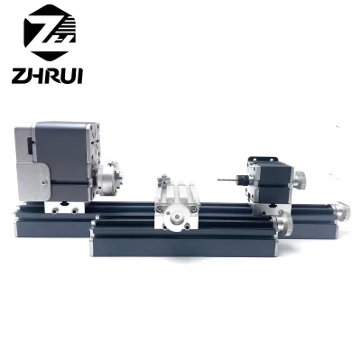Zhrui todo o metal mini máquina de torno mais longo diy ferramenta bancada torno madeira para trabalhar madeira hobby simência educação modelagem