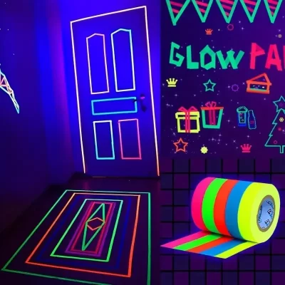 6 pçs/set fita fluorescente auto adesivo adesivo reativo luz preta fotografia decoração de casa artesanato diy